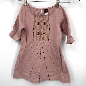 Tea Collection Girls Dress Girls 4 Pink Geometric Design Pink Boho Cottagecore - Picture 1 of 11