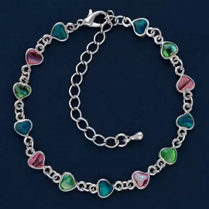 Pulsera Shell of the Sea Genuina Paua Sea Cáscara Tobillera, Corazón Pequeño Adjestable - Imagen 1 de 1