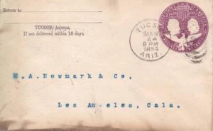 1894, Tucson, AZ Terr. to Los Angeles, CA, See Remark, (23837) - Imagen 1 de 1