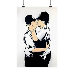 Banksy London Bobby Police Cops Kissing Graffiti Wall Decor Poster - Picture 1 of 9