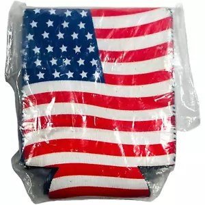PATRIOTIC Can Holder Cooler Soda Beer Insulator Koozie Stars Stripes - LOT of 4 - Picture 1 of 5