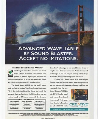 Vintage/Retro Creative Sound Blaster AWE 32 Sound Card Print Ad Promo 1994  - Image 1 of 2