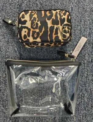 VICTORIA'S SECRET леопард черный путешествий косметичка чехол косметики мешок 2 изделия  - Изображение 1 из 3