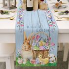 Happy Easter Table Runner 13 x 70 Inch Gnomes Easter Eggs Tablecloth Decor