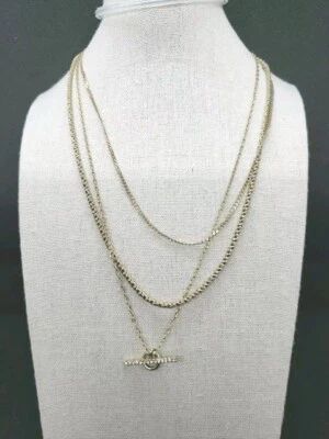 J. Collar Crew 3 cadenas tono dorado/estrás 9 pulgadas con extensor de 2"  Foto 1 de 4