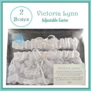 2 x Liguero Victoria Lynn Blanco Ajustable y Tirar Liguero 2 Piezas Encaje Perla Nuevo en Caja - Imagen 1 de 5
