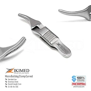 Abrazadera Micro Bulldog Punta Curvada Mandíbula Serrada Acero Inoxidable 3 Cm De Largo - Imagen 1 de 2