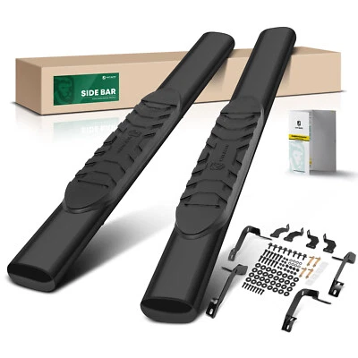 Barra Nerf recta ovalada de acero negro de 5 pulgadas para Dodge Ram 1500 2500 3500 cabina estándar Foto 1 de 4