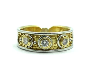 Alix & Co 1/4 Karat DIAMANT Platin PT900 22K Gelbgold zweifarbiger BAND Ring s.7 - Bild 1 von 9