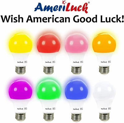 A19 Colored LED Bug Mosquito Light Bulb 60W Equivalent (7W) Multicolor 4 Pack - Image 1 of 4