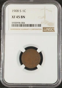 1908-S Indian Head Cent NGC XF45 BN 5900998-004 Exquisite Coin Rare - Picture 1 of 10