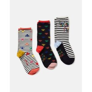 Joules Excellent Everyday Eco Vero Socks 3 Pack - Multi Bee - Size UK 4-8 - BNWT
