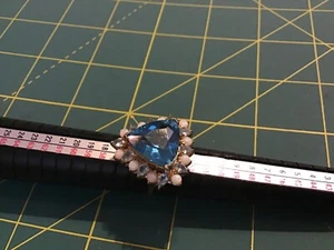 ROSS SIMONS STERLING Gold Tone BLUE TOPAZ SIZE 7 - Picture 1 of 12