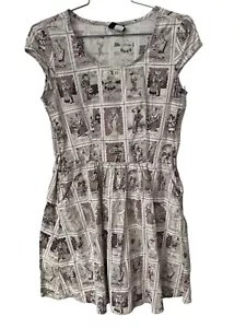 Folter Day Of The Dead Print Mini Dress Womens S Cap Sleeve Sugar Skull Skeleton - Picture 1 of 9