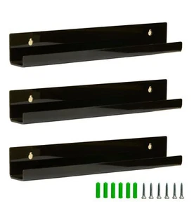 3 Pack Vinyl Record Wall Mount Holder12 Inch Black Acrylic Shelf For Vinyl Recor - Picture 1 of 7