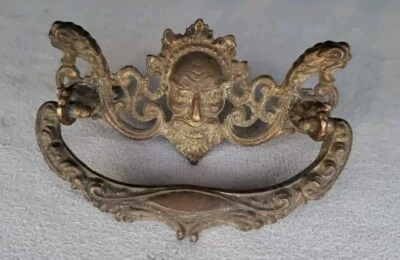 Antique Bronze Grotesque Evil  Drawer Cabinet Drop 4"X 2-3/4 Pull Handle L96 - Image 1 of 4