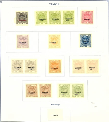 TIMOR PORTUGAL --FOURNIER FORGERY 17 ST + 1 PM -AFFIXED TO PAGE-MARKED FAUX Cover