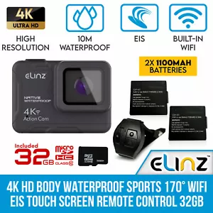 4K HD Body Waterproof Sports Action Camera 170° WiFi Touch Screen Remote 32GB - Picture 1 of 10