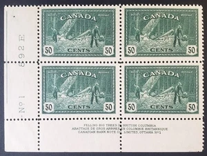 Stamps Canada Mint: #272 50c dk. blue green Logging, B.C. LL Pl. Blk. #1  VF MNH - Picture 1 of 2
