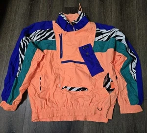 Vintage Peregrine Jacket 90's Neon Zebra Print Size Medium In Amazing Condition - Picture 1 of 11