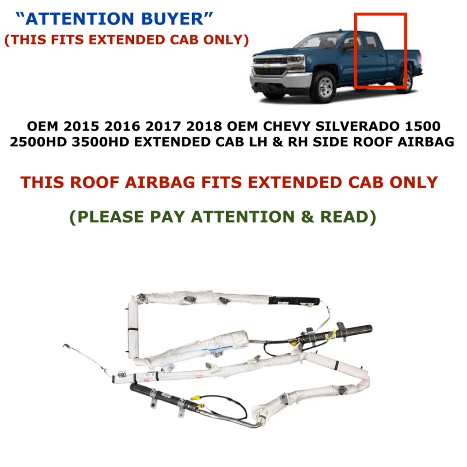 Chevy Silverado 1500-3500 2015 16 17 2018 cabina extendida techo izquierdo y derecho airbag Foto 1 de 4