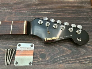 1980s FERNANDES FST Stratocaster Neck Rosewood Black Head Made in Japan - Picture 1 of 19