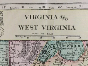 Vintage 1900 VIRGINIA WEST VIRGINIA Map 22"x14" Old Antique Original CHARLESTON - Picture 1 of 7