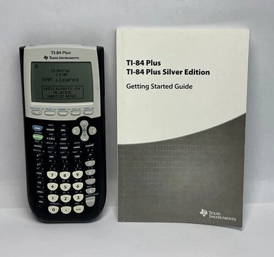 Texas Instruments TI-84 Silver Edition Plus Graphing Black Calculator & Manual - Image 1 of 2