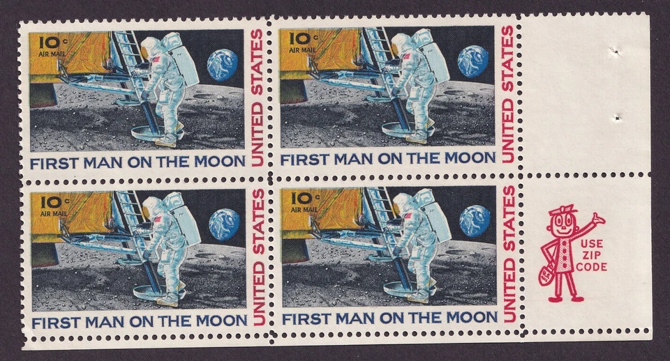 Scott #c76 First Man on the Moon Airmail Zip Block of 4 Stamps - MNH - Image 1 of 1
