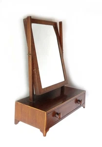 Antique Wood Tilting Dresser Top Vanity Shaving Mirror 21.5" Tall - Picture 1 of 9