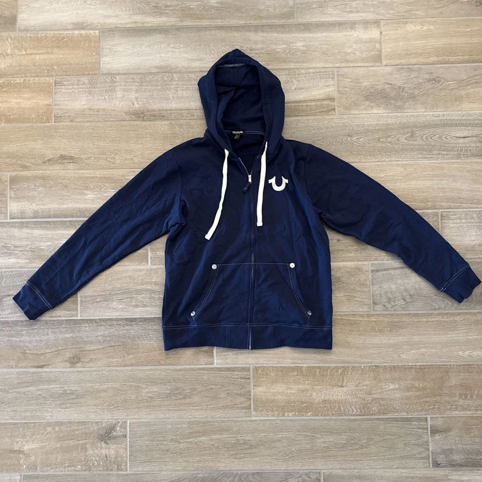 Sudadera con Capucha True Religion Grande T Cremallera Azul Para Hombre Talla XL Polar Patinador Grunge Hip Hop Foto 1 de 4