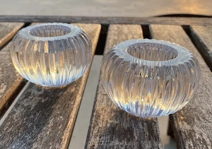 Authentic Waterford Crystal “Bezel” Candle Holder Pair Signed Discontinued - Picture 1 of 16