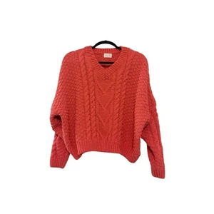 Maglione FATE VICI rosso arancione scollo a V maglia stile dolman crop taglia media - Foto 1 di 6