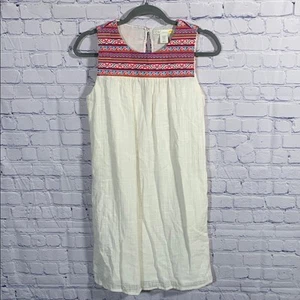 C&C Gauze Embroidered Shift Mini Dress Cream Pink XS Beach Boho Hippie Festival - Picture 1 of 8