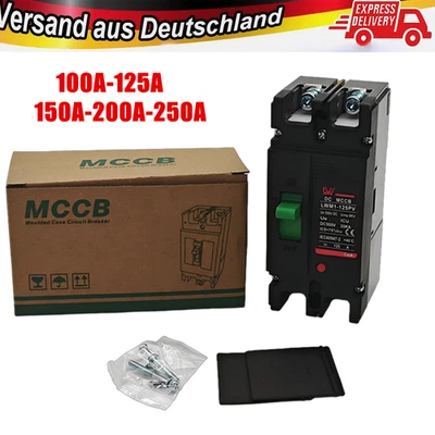 MCCB DC Circuit Breaker 100-125-150-200-250A 500VDC 2 Pole, PV Battery - Image 1 of 4