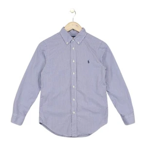 Ralph Lauren Gingham Check Shirt Boys Size 14 Years Purple Cotton Button-Down - Picture 1 of 14