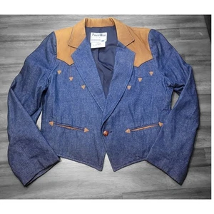 Giacca blazer western Pioneer Wear uomo 40 pelle denim vintage Rockabilly - Foto 1 di 22