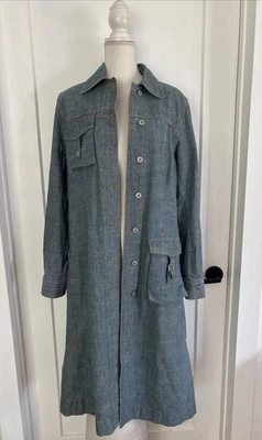 Trench coat vaquero bordado aceitoso para mujer talla 40 EE. UU. 10 Foto 1 de 4