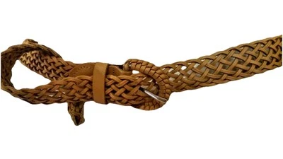 Cinturón Capezio Mujer Vintage Dorado Marrón Claro Tostado EVC Cuero Trenzado Años 90’s M/L Foto 1 de 4