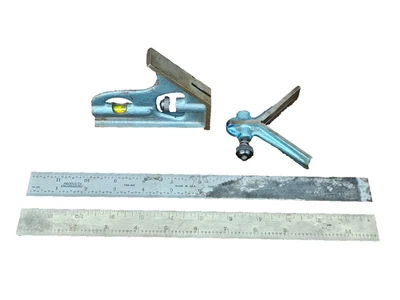 Pec Combination Square 12" Ruler Angle Protractor 7186 7110 16 32 64 50 100 16R - Image 1 of 4