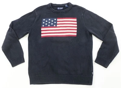 Rare Vintage CHAPS Ralph Lauren American USA Flag Sweater 2010s Navy Blue Polo M - Image 1 of 4
