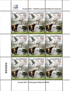 Albania Stamps 2021. Europa CEPT: Endangered National Wildlife. Fauna. Sheet MNH - Picture 1 of 1