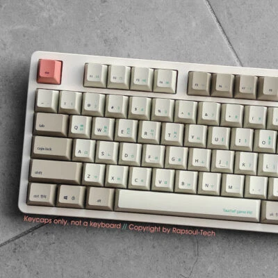 Retro White Gray PBT Mechanical Keycaps Set for 60% TKL 87 Cherry MX Keyboards - Image 1 of 4