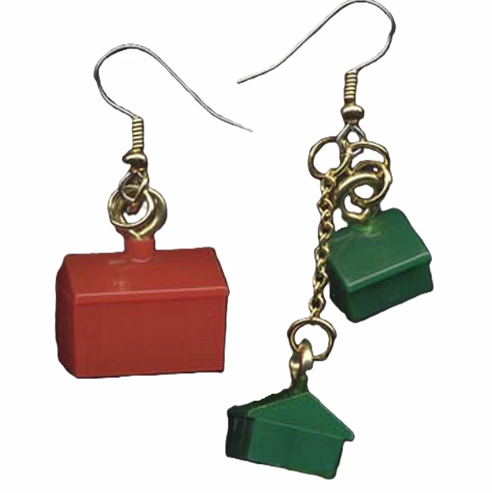 PENDIENTES FUNKY MONOPOLY CASA HOTEL Pieza Parte Marcador Juego Ficha Bisutería Foto 1 de 2