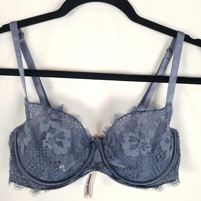 Victorias Secret Dream Angels Bra 34D Push-Up Without Padding Blue All Lace - Image 1 of 4