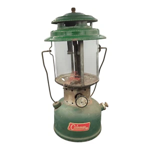 Coleman Camping Lantern Green 220F Dual Mantle Pyrex USA 1969 Date 10/69 Vintage - Picture 1 of 11
