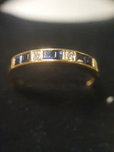 Vintage 9 ct gold, Sapphire and Diamond ring - Picture 1 of 8