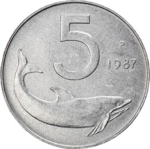 5 LIRE 1987 DELFINO E TIMONE REPUBBLICA ITALIANA FDC UNC CF76 - Imagen 1 de 2