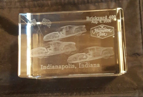 BRICKYARD 400 AUG. 6, 2006 ETCHED GLASS PAPERWEIGHT HAMPTON INN INDIANAPOLIS Cover