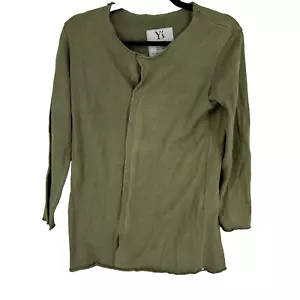 Top Yohji Yamamoto Mujer Japón Verde Manga Larga Abotonado Asimétrico 3 Mediano - Imagen 1 de 4